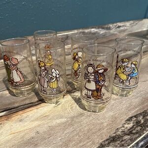 6 Vintage Holly Hobbie Coca Cola Glasses, Limited Edition, American Greetings